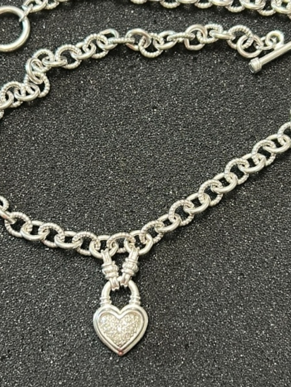 Sterling Silver Heart Padlock Charm Necklace - Silver